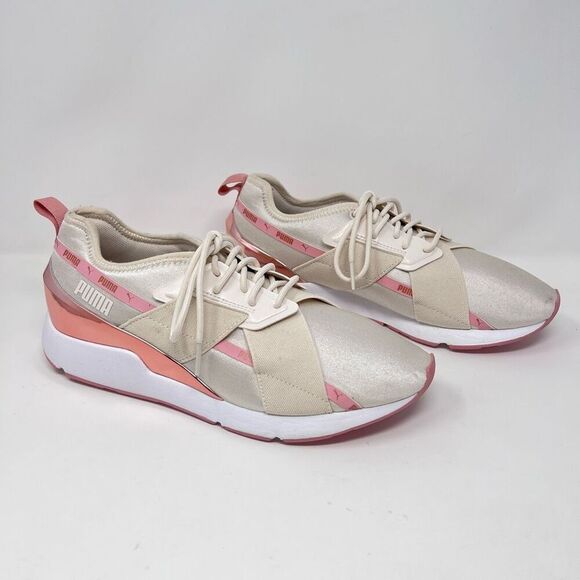 Puma Sneakers - White with Pink Accents - Women’s Size 10 - Excellent Preowned C - Picture 1 of 10